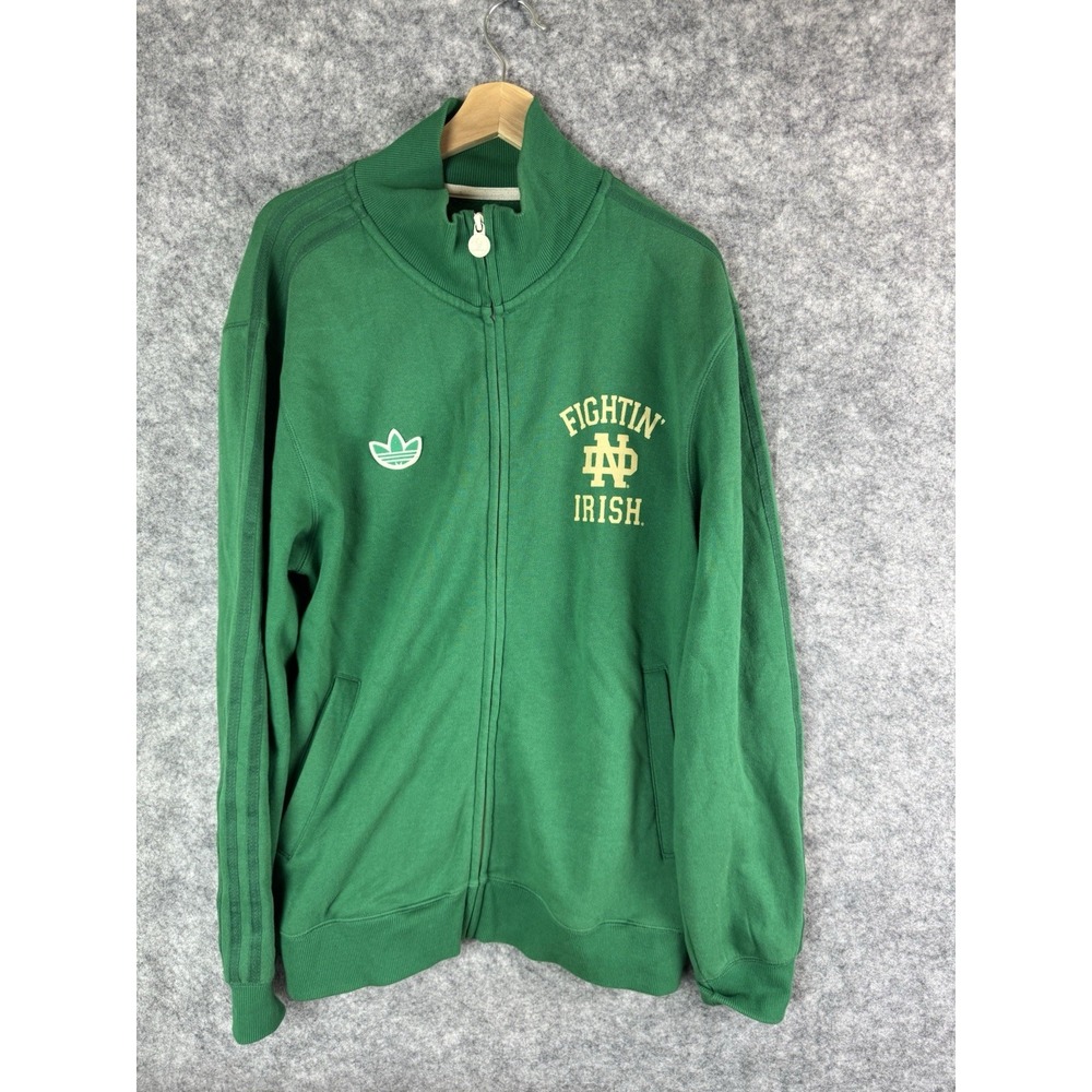 Vintage Notre Dame Jacket Mens Large Adidas Track God Country NCAA Football 80s